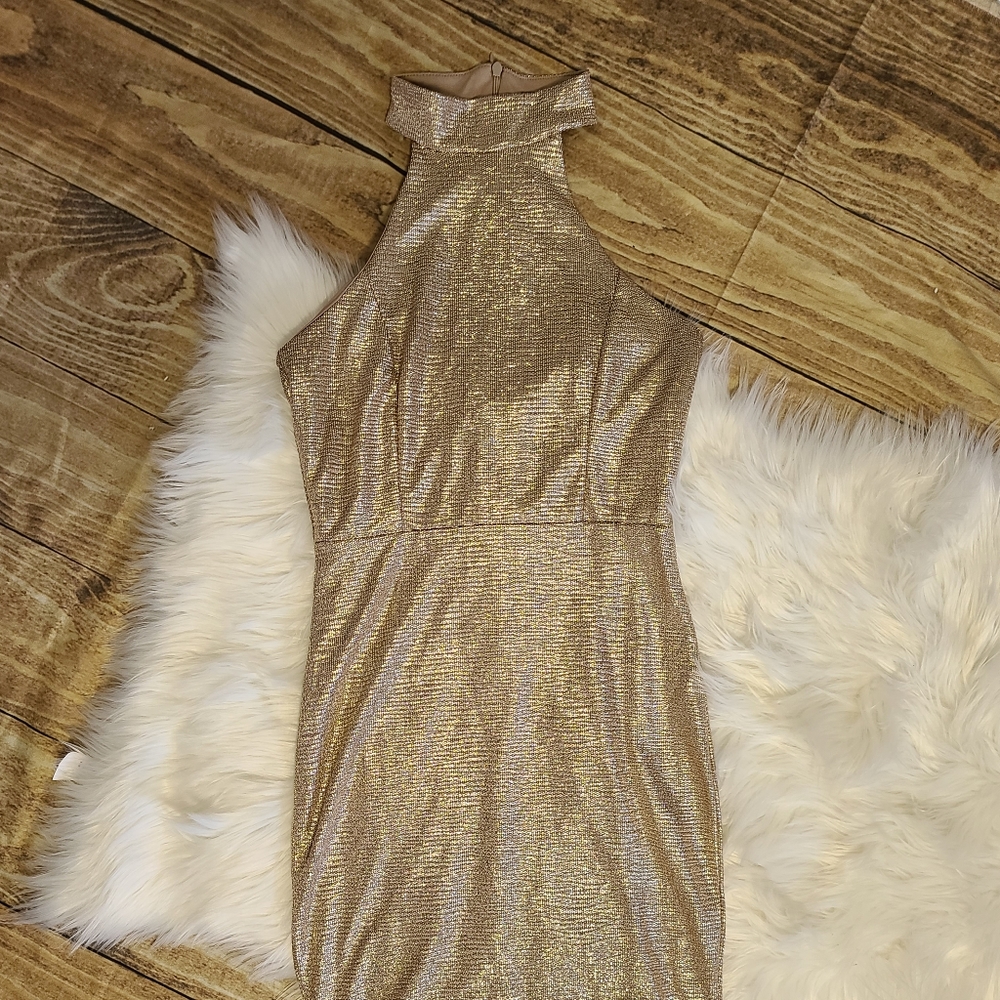 Lulus champagne high neck dress